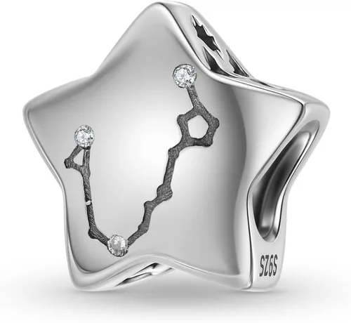 Vista 26 de Abalorio de constelación de plata de ley 925 con piedra natal para pulsera Pandora, regalo para aniversario, cumpleaños, Navidad Acuario A