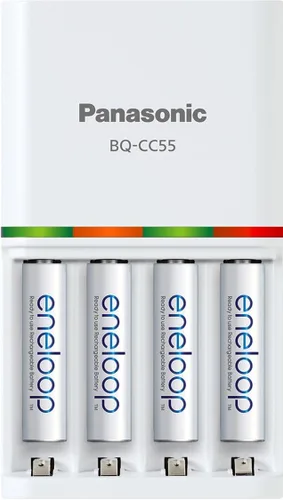 Vista 4 de eneloop Panasonic K-KJ55M3A4BA Cargador Rápido Individual Avanzado de 3 Horas para Baterías y Baterías Recargables Precargadas BK-4MCCA4BA AAA 2100
