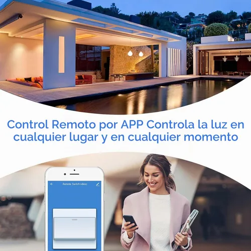Vista 4 de Interruptor inteligente con aplicación y control remoto, interruptor de luz Alexa de un solo polo, interruptor de pared con temporizador Wi-Fi