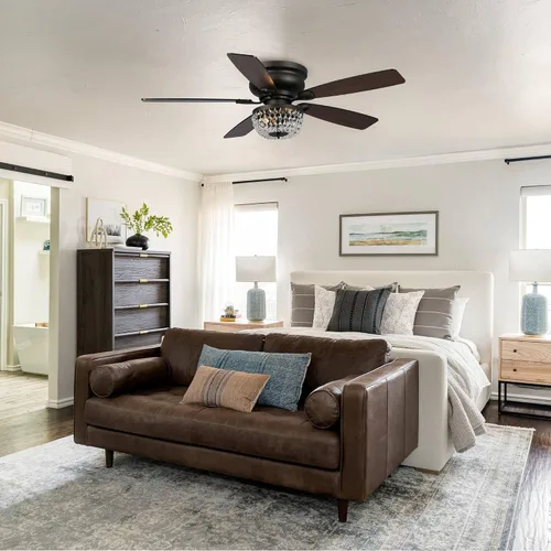 Vista 7 de Ventiladores de techo de 48 pulgadas con luces y control remoto, ventilador Bronce - Los Ángeles