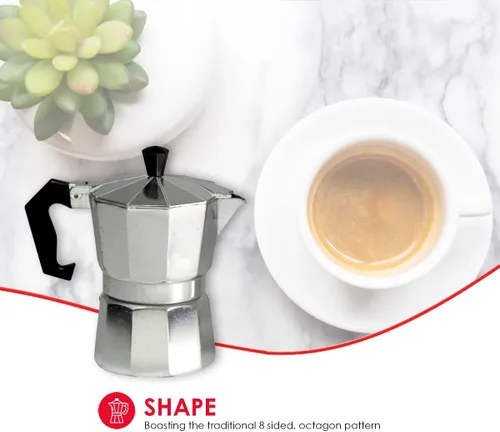 Vista 4 de Home Basics Máquina de café expreso de aluminio de 5 onzas, 3 tazas