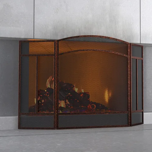 Vista 11 de Fire Beauty 3 Panel de hierro forjado Chimenea Pantalla Cubierta protectora de chispas (negro)