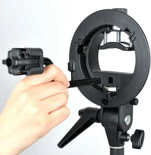 Vista 6 de Godox S-FA - Soporte de montaje para zapata de cuatro Speedlite, soporte de montaje para zapata tipo S, Speedlite Flash + paño limpio de microfibra