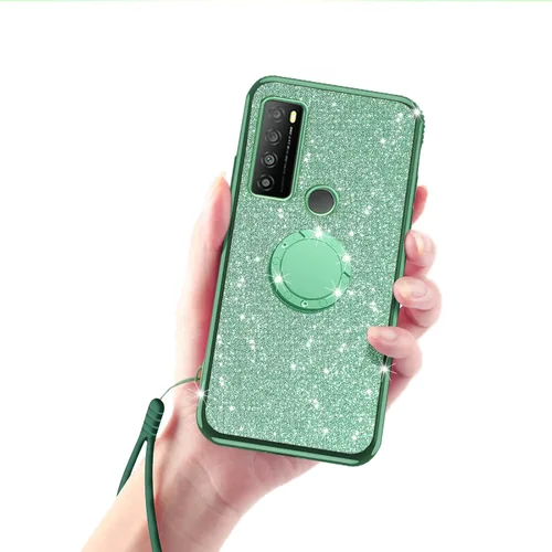 Vista 9 de Funda para teléfono TCL 30 XL, 30XL T701DL para mujer, con purpurina, suave, elegante, TPU transparente, de lujo, linda funda protectora con correa