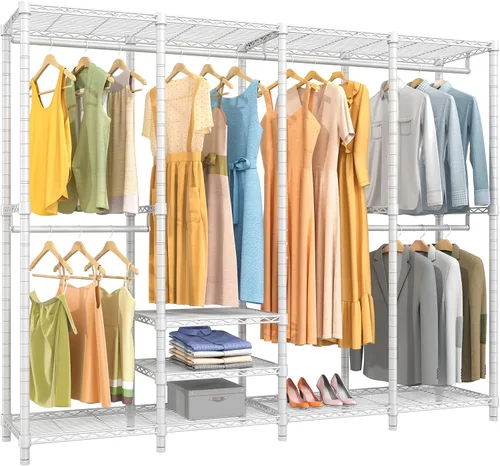 Vista 12 de VIPEK V40 Perchero de Ropa Mediano de Servicio Pesado Perchero de Ropa para Colgar Ropa, Percheros de Ropa Multifuncionales para Dormitorio