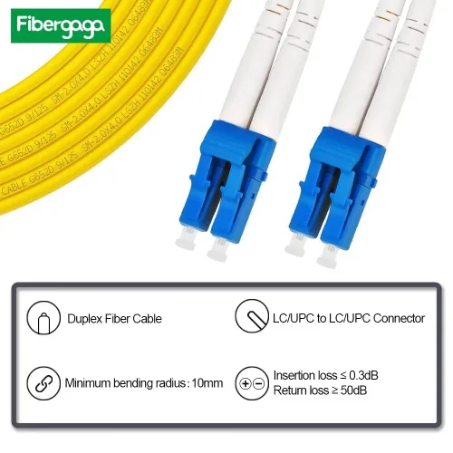Vista 4 de Cable de conexión de fibra óptica dúplex monomodo 9/125µm 0.079 in de diámetro, compatible con OS1/OS2, 16.4 ft (7 pulgadas) Fiber Optic Cable, SM