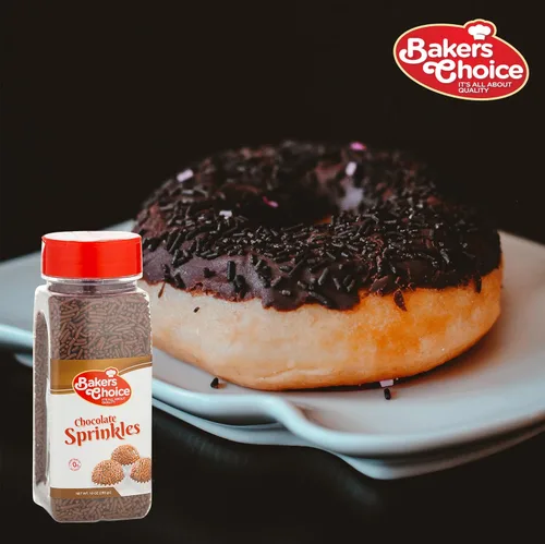 Vista 5 de Bakers Choice Gránulos de chocolate para aderezos de helado, chispas de chocolate Jimmies para hornear, sin lácteos, Kosher de 10 onzas.