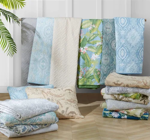 Vista 14 de Tommy Bahama - Juego de edredón de tamaño queen, ropa de cama reversible de algodón con funda de almohada a juego, juego de ropa de cama súper suave
