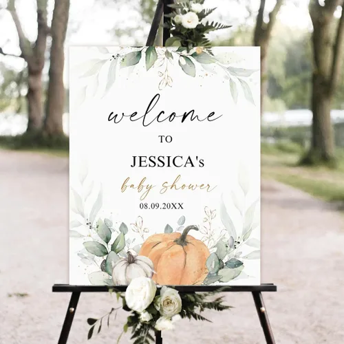 Vista 32 de Personalized Halloween Baby Shower Welcome Sign, A Little Boo Baby Shower Welcome Sign, Pumpkin Decorations,girl, Halloween Decor 12" X 18" (Small)