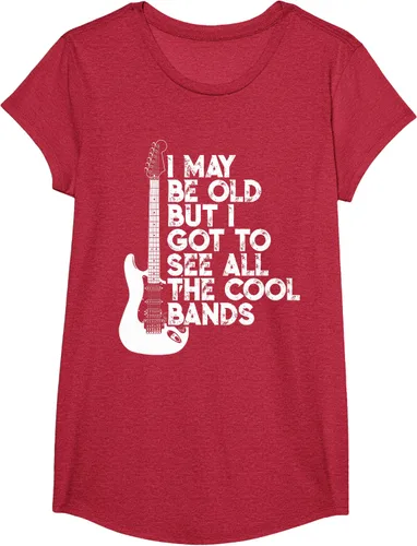 Vista 43 de Camiseta con texto en inglés "I May Be Old But I Got to See All The Cool Bands" Negro
