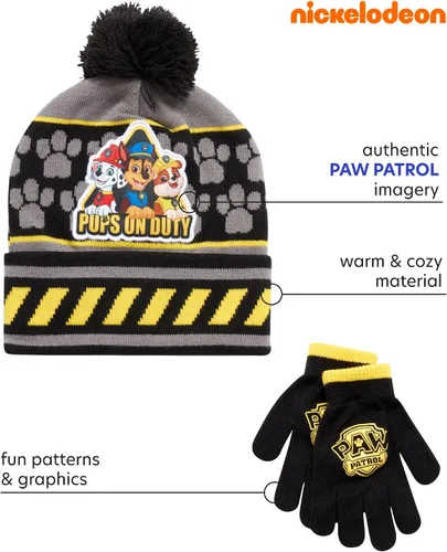 Vista 2 de Nickelodeon Paw Patrol - Conjunto de gorro y guantes de invierno para niños (edad 2-7)