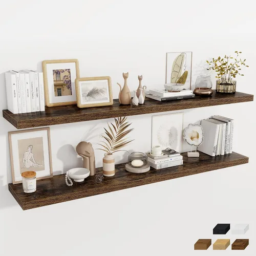 Vista 79 de Fun Memories Pequeños estantes flotantes para pared, estantes cuadrados de pared de 8 pulgadas con soportes invisibles, estantes negros para baño