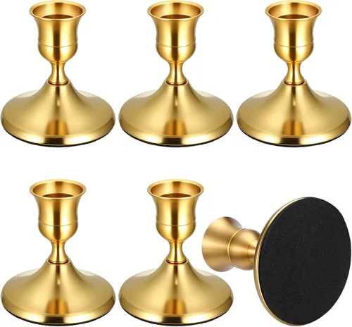Vista 10 de Candelabros cónicos negros de latón 6 piezas, candelabros de metal vintage