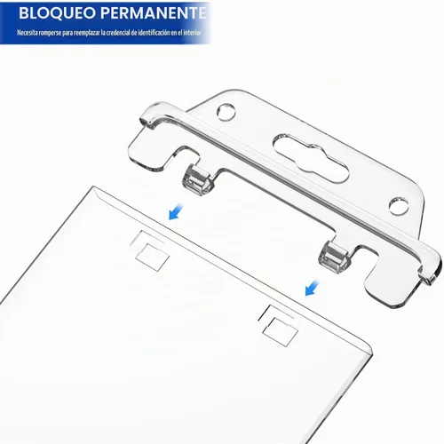 Vista 3 de Fallen One - Paquete de 2 soportes transparentes para tarjetas de identificación de plástico duro, cierre permanente, vertical, resistente
