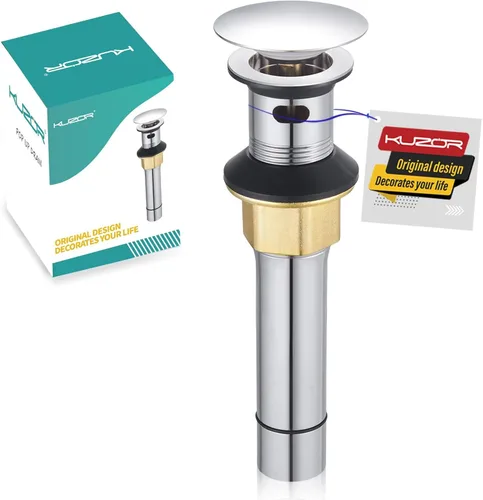Vista 11 de Desagüe emergente para fregadero de baño con rebosadero - Se ajusta a agujeros de 1-5/8" a 2", acero inoxidable 304 para tocador/fregadero