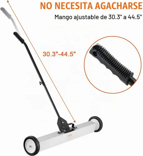 Vista 5 de VEVOR Barridor Magnético Rodante de 55 Libras con Ruedas, Barridor Magnético de Césped de 36 Pulgadas con Mango Telescópico, Barridor Magnético