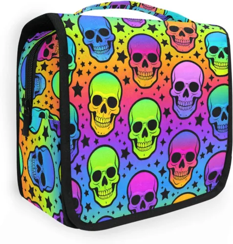 Vista 32 de MNSRUU Hanging Toiletry Bag Bats Satellites Skulls and Trees Travel Makeup bag for Toiletries Portable Travel Toiletry Organizer Cosmetic Bags with