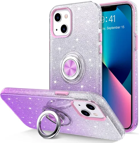 Vista 23 de Hython Funda para iPhone 13 con soporte de anillo [soporte de anillo giratorio de 360° con soporte magnético] [Soporte de montaje en automóvil]