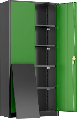 Vista 10 de Greenvelly Gabinete de almacenamiento de metal, gabinete de almacenamiento de metal con bloqueo de 63" de alto con puertas y 4 estantes, armarios