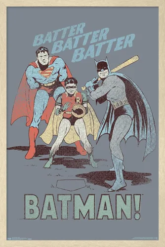 Vista 7 de Trends International DC Comics - Póster de Batman - Robin - Superman - Batter Wall Poster, 14.725 x 22.375 pulgadas, versión enmarcada de madera