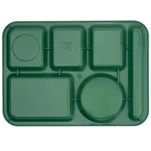 Vista 3 de G.E.T. Bandeja escolar para cafetería con 6 compartimentos, para zurdos, 10 x 14 pulgadas, verde bosque (paquete de 4)