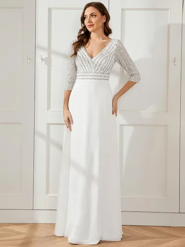 Vista 4 de Ever-Pretty Women's Elegant V-Neck Long Sleeve Sequin Evening Party Dress 0751