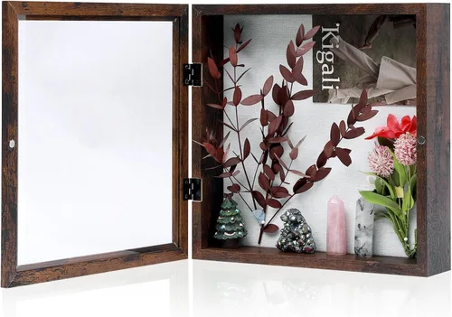 Vista 18 de Muzilife Marco de Fotos Caja de Sombra de 11 x 11 pulgadas - Vitrina Cuadrada de Madera y Vidrio con Interior Profundo de 2.16 pulgadas, Lista