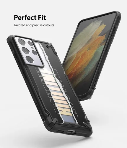 Vista 4 de Ringke Diseño Fusion-X compatible con Galaxy S21 Ultra Case Design Print Heavy Duty Shell - Rutina