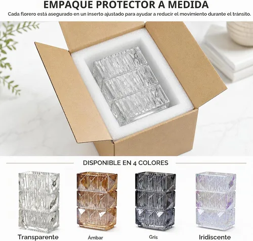 Vista 7 de Clear Crystal Glass Flower Vase, Geometric, 7.88 in, 4.4 lb