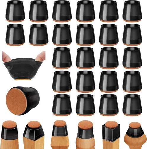 Vista 11 de 36 protectores cuadrados para patas de silla, almohadillas de fieltro de alta elasticidad para suelos de madera dura, protectores de piso