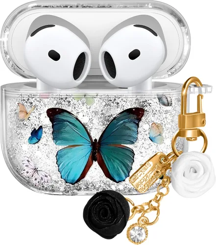 Vista 10 de Funda para Apple para Airpods 4 Case 2024 - Arena Movediza Líquida Arte Artístico Estético Funda Mujer Chica Mujeres Brillante Brillo Purpurina