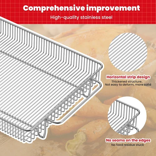 Vista 3 de Cesta para freidora de aire para horno, bandeja grande de freidora de aire de 13.9 x 9.7 pulgadas con 50 papeles pergaminos, cesta de freidora