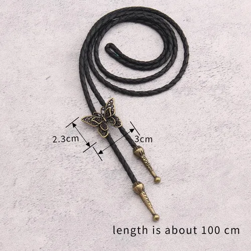 Vista 155 de Jeilwiy Corbata de bolo para hombre, corbata de vaquero occidental, collar de corbata de bolo dorado, corbata de cuero, corbata de Halloween