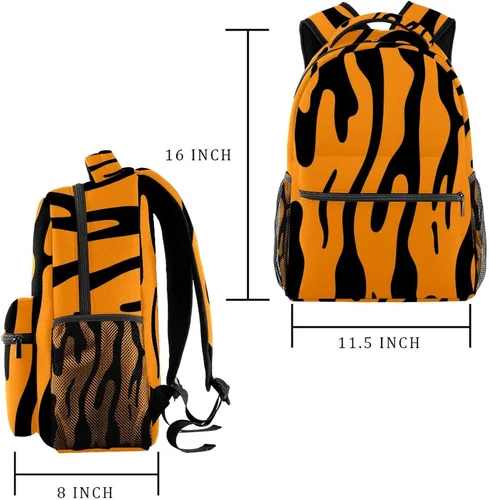 Vista 2 de Mochilas para niñas y niños mochila escolar para niños de 3 a 12 años y adolescentes bolsa de libros para niños diseño de rayas de tigre Mochilas