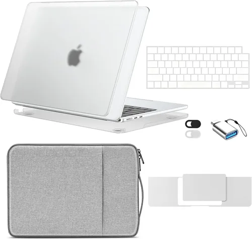 Vista 12 de EooCoo Funda mate para MacBook Air de 13 pulgadas M5/M4/M3/M2 2026-2022 Midnight Clear