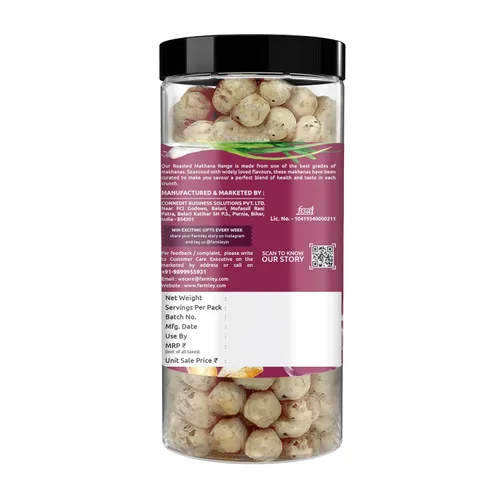 Vista 3 de Farmley Makhana Snacks saludables de proteínas Chips crujientes tostados y saborizados a base de plantas sin gluten (paquete de 1) Fox Nuts