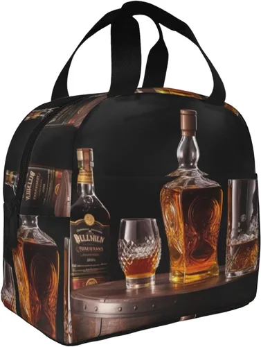 Vista 2 de Whisky cerveza imágenes impresión bolsa de almuerzo portátil aislado reutilizable bolsa de almuerzo caja de almuerzo para el trabajo camping viaje