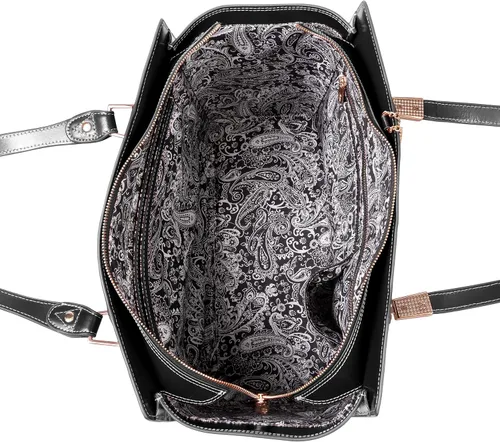 Vista 4 de McKlein ALDORA, Leather Ladies' Tote with Tablet Pocket, Laptop Bag for Women Negro
