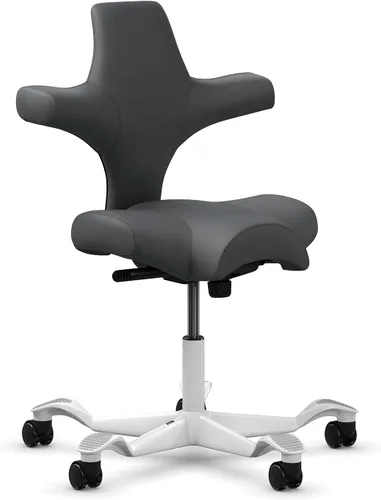 Vista 46 de HAG Capisco Sit to Stand - Silla de pie con marco negro, tapizada de ónix negro con anillo para el pie Negro Onyx