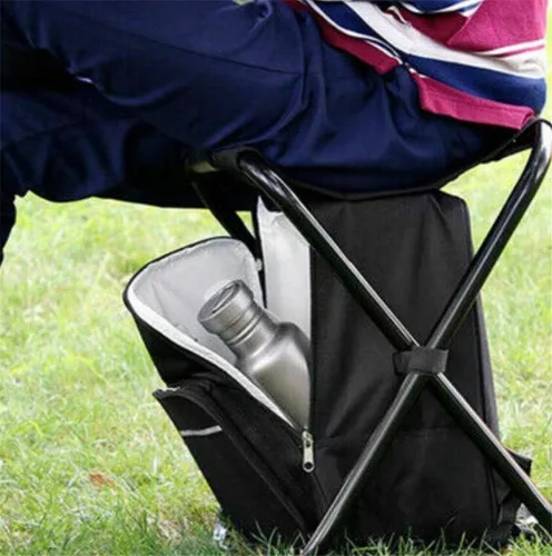 Vista 4 de Taburete plegable aislado bolsa de refrigeración mochila silla playa pesca camping senderismo [Número de artículo: ET-Seat001]