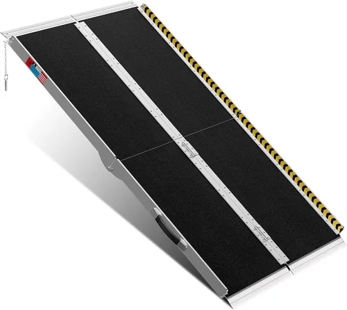 Vista 13 de WHALEMOTOR Rampa portátil para silla de ruedas negra, rampa de aluminio sin costuras y antideslizante de 2 pies, rampas plegables portátiles