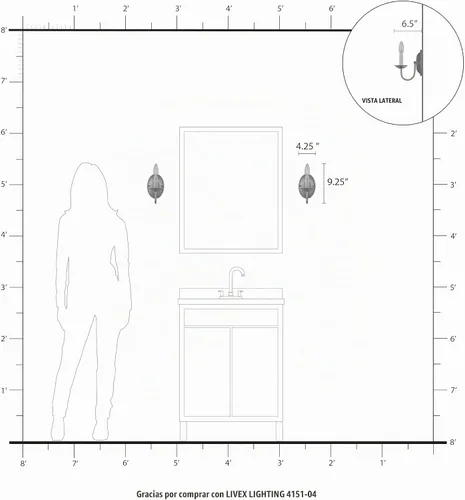 Vista 7 de Livex Lighting 4151-04 Home Basics Aplique de Pared Negro de 1 Luz