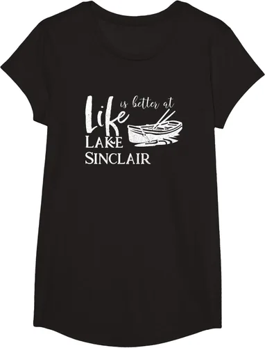 Vista 6 de Life is Better at Lake Sinclair Georgia Camiseta Negro