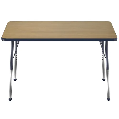 Vista 208 de FDP - Mesa rectangular para actividades escolares y de oficina (24 x 36 pulgadas), patas estándar con deslizadores giratorios, altura ajustable