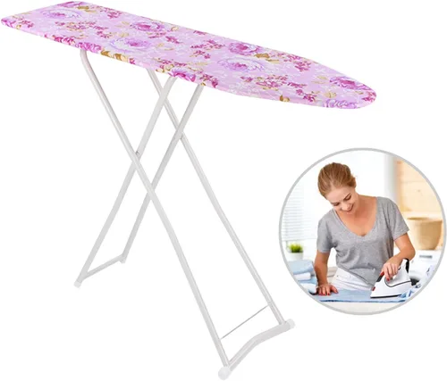 Vista 9 de Tabla de planchar de tamaño completo, tabla de planchar plegable de 4 patas con soporte de hierro, tabla de planchar de altura ajustable