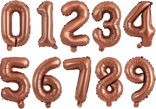 Vista 21 de TONIFUL Globos grandes de 50 pulgadas con números dorados del 0 al 9, globo digital grande de Mylar número 8 digital ocho para fiestas