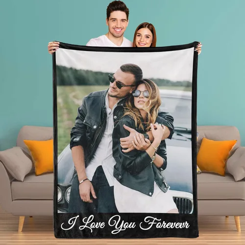 Vista 14 de Youltar Manta personalizada con fotos de texto, mantas personalizadas con imágenes para novia, parejas, marido, esposa, boda, utilizada como regalo