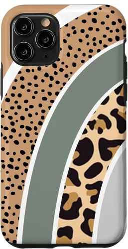 Vista 29 de Boho Burnt Orange Half Rainbow with Dotted Pattern Leopard Case for iPhone 17