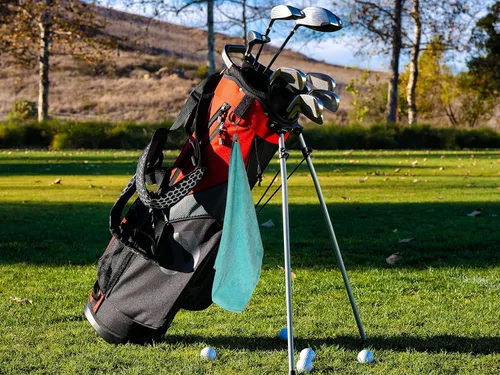 Vista 2 de Toalla de algodón para bolsa de golf con clip (Aqua)