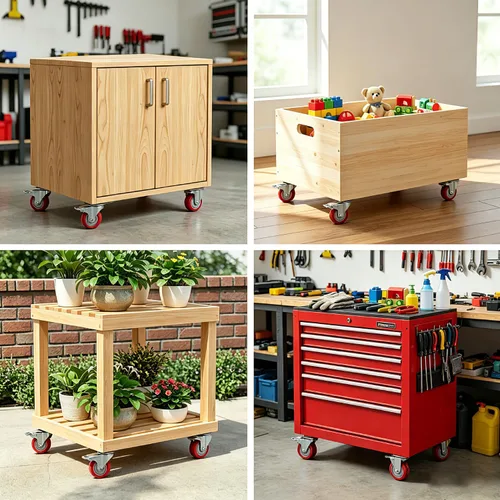 Vista 3 de Ruedas de 3 pulgadas que cargan 2000 libras con freno, juego de 4, incluye tornillos y llaves, ruedas giratorias de 360° para muebles, remolques